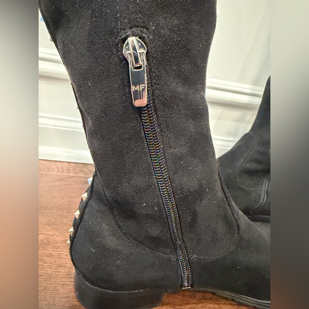 Marc Fisher Black Over the Knee Studded Boots - Picture 7 of 9